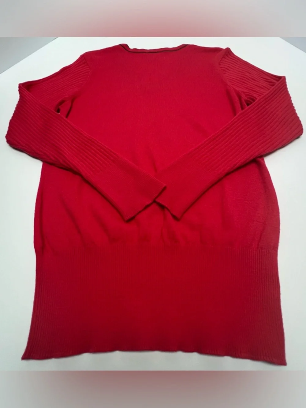 NIKE Golf Red V-Neck Sweater Women’s Large Ribbed Sleeve Lightweight Pullover - Picture 3 of 7